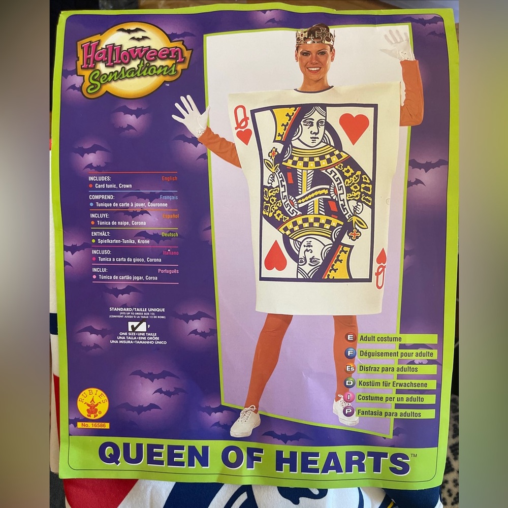 NEW Adult Rubies Queen of Hearts Alice Wonderland Playing Card Halloween Costume